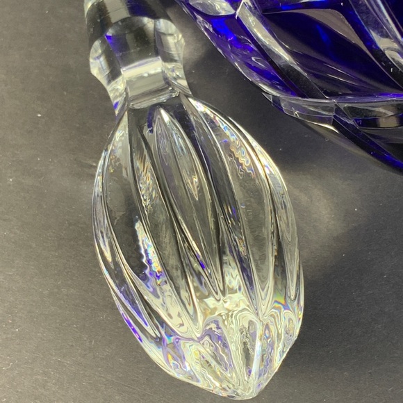 Dresden Crystal Bleikristall Blue Wine Decanter Cut to Clear Germany 14 in #BA85 - Picture 10 of 10